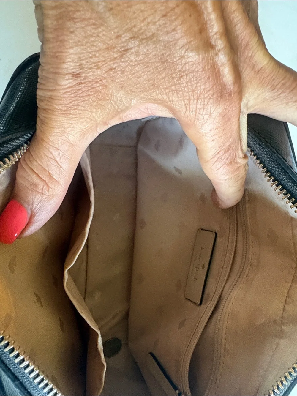 kate spade, Cream, Tan and white White with Black Leather straps Crossbody